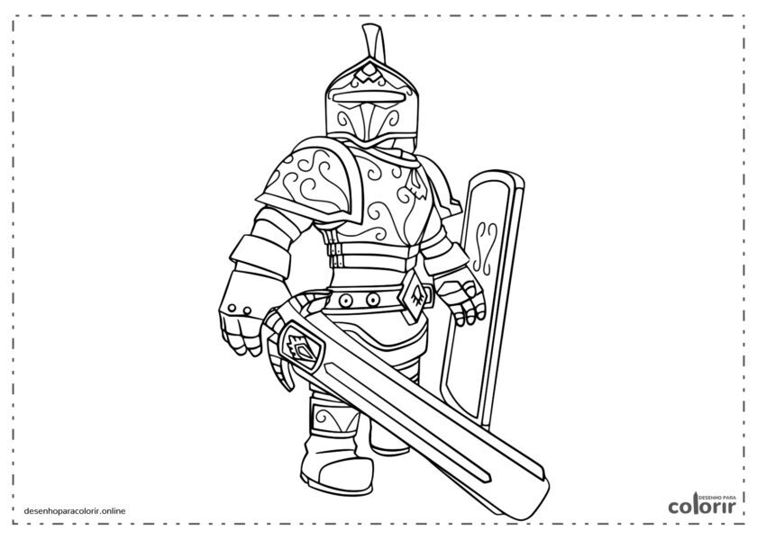 Cavaleiro de Roblox com escudo e espada