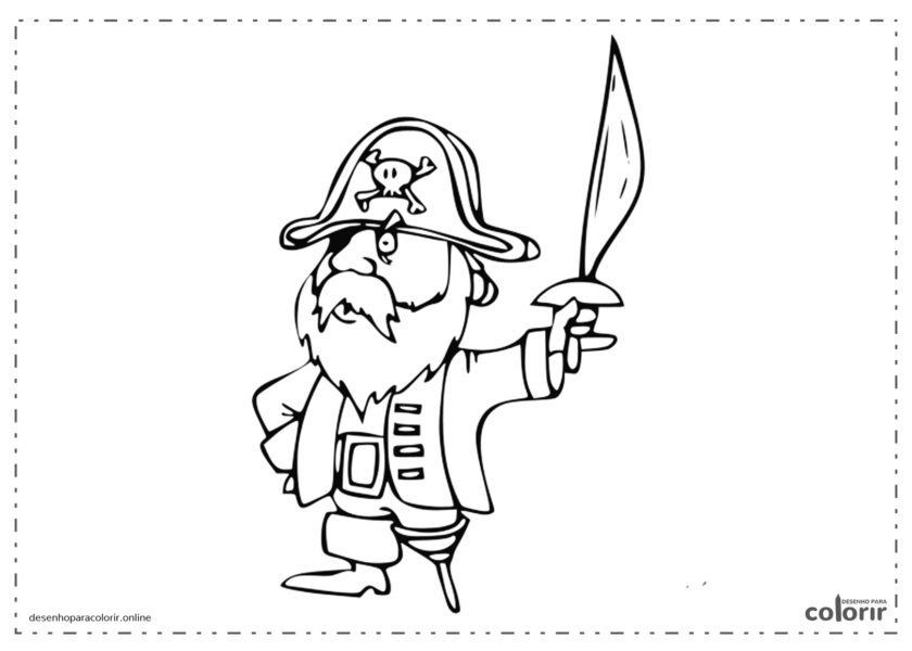 O capitão pirata com a sua espada