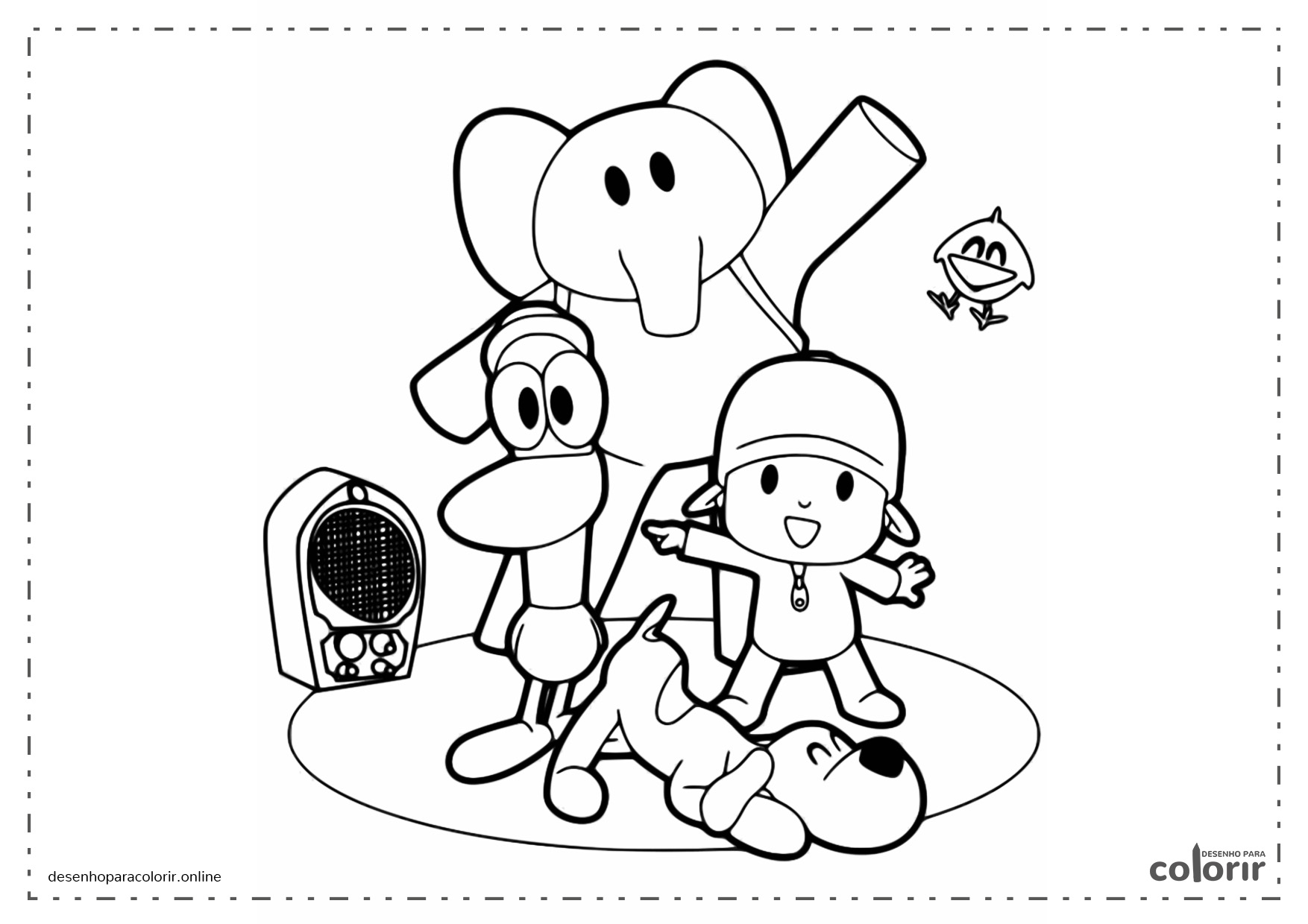 Desenhos de Pocoyo e Pato para Colorir e Imprimir 