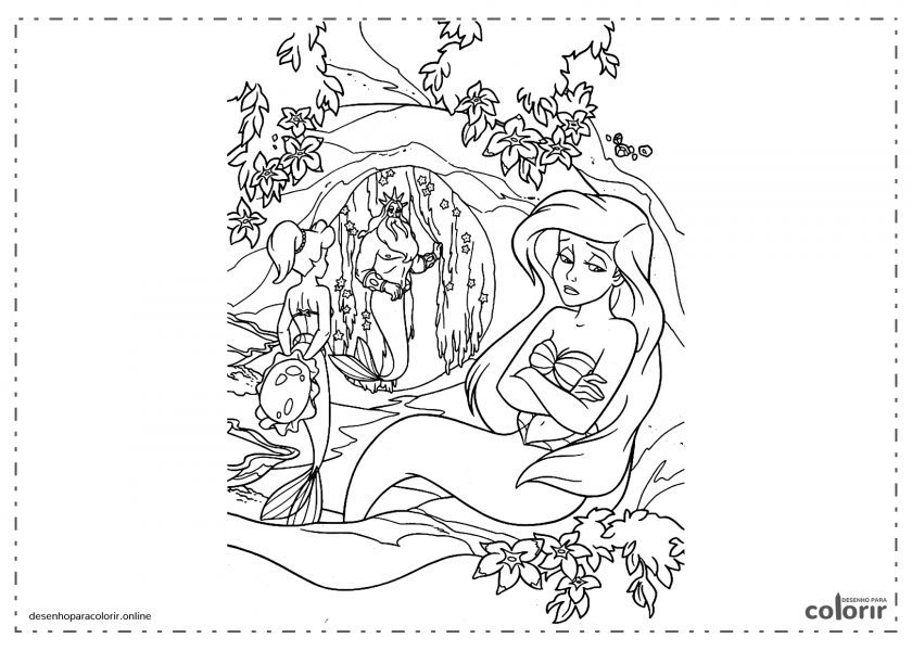 Ariel, a pequenha sereia e o seu pai, o rei Triton de disney