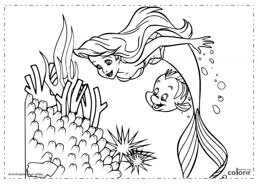 Princesa Ariel, the little mermaid e flounder, a pequenha sereia de disney