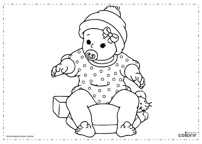Bebê sentado com chupeta