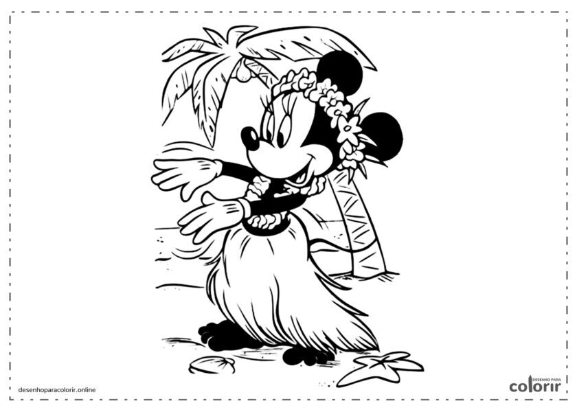 Minnie Mouse dançando numa ilha deserta