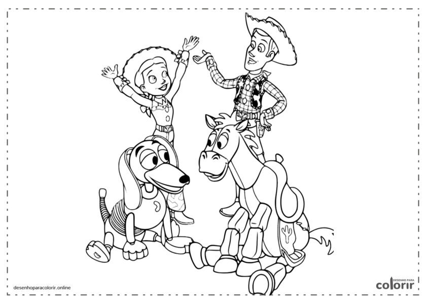 Toy Stor 3: Woody e Jessie com Slinky e Bala no Alvo