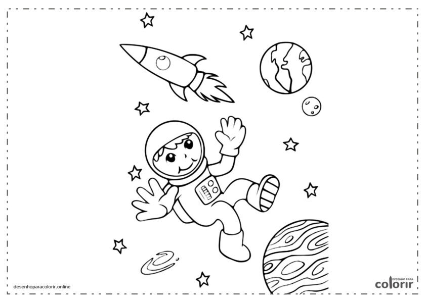 Astronauta flutuando no vazio fora da nave no espaço